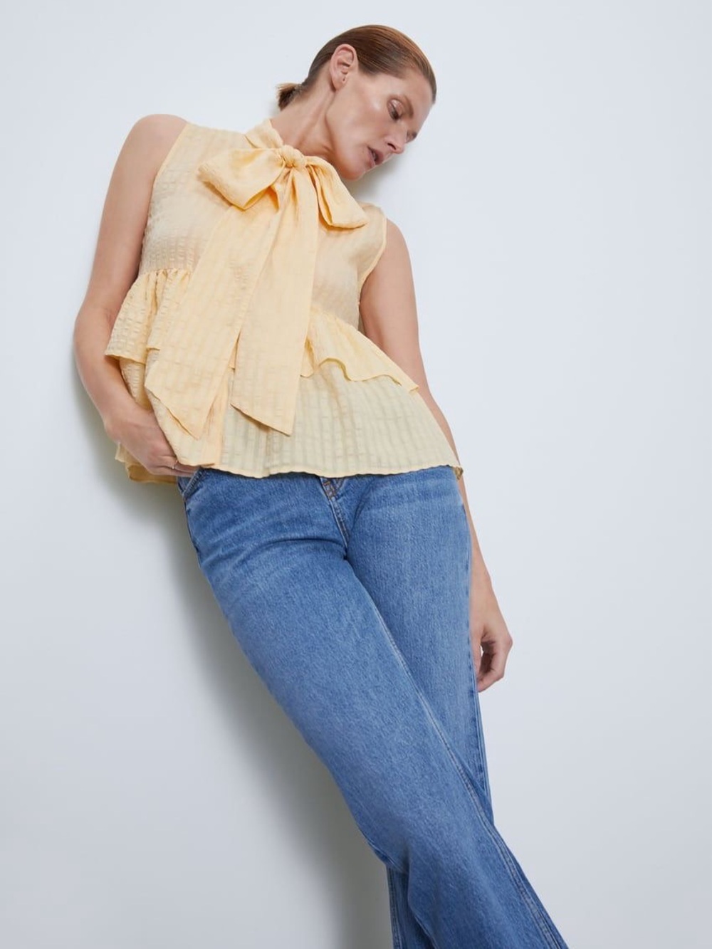 Sleeveless Bow-Tie Zara Top - Light Yellow